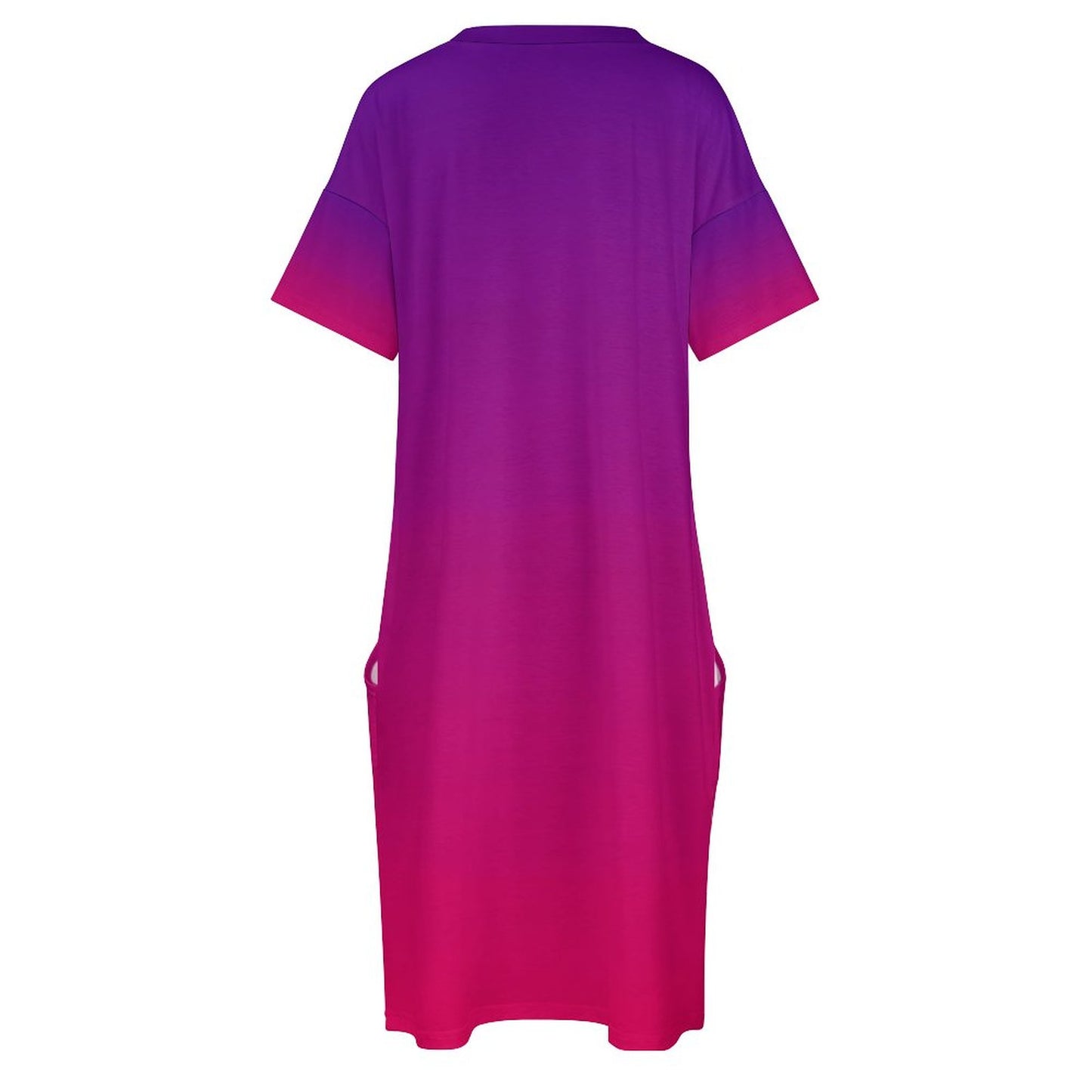 VIOLET OMBRÉ V-Neck Baggy Dress with Pocket