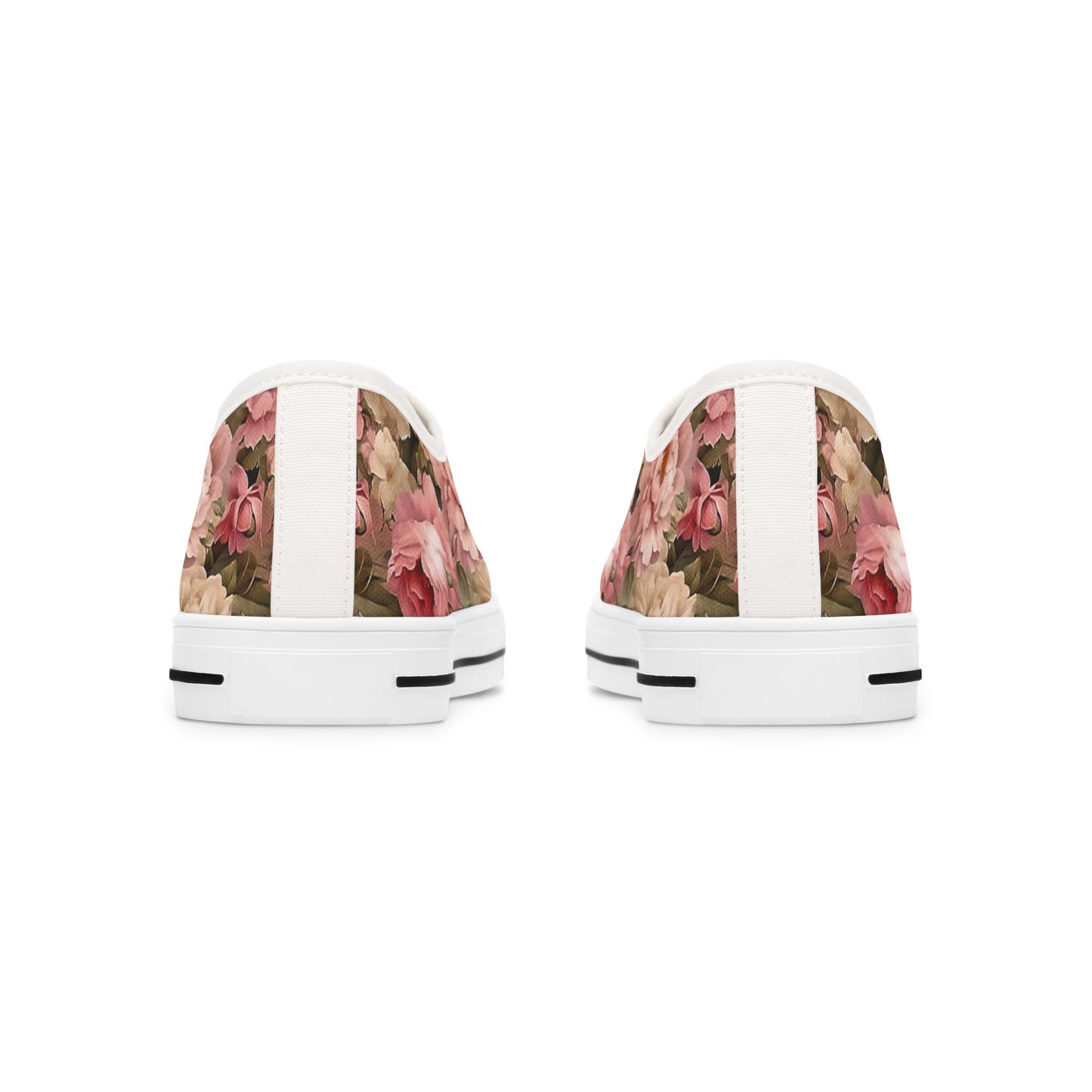 Peachy Pedals Print on Low Top Sneakers for Women - Trendy Casual Footwear