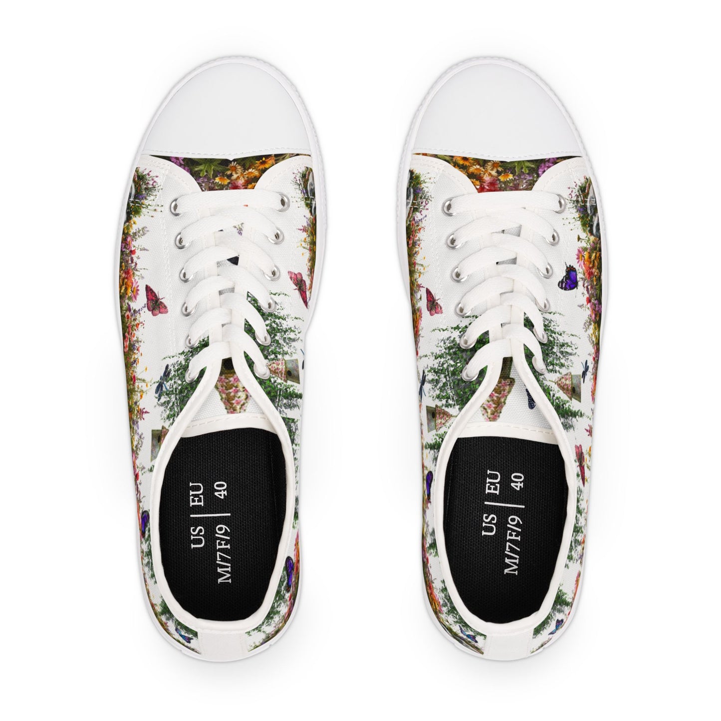 Butterfly Garden on Women's Low Top Sneakers - Spring Chic Casual Shoes
