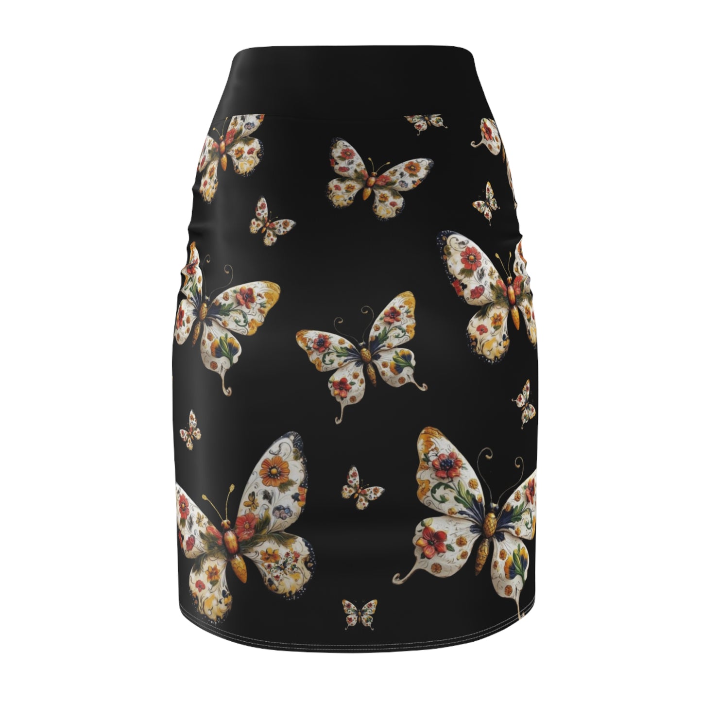 Butterfly Beautiful Black Women's Pencil Skirt