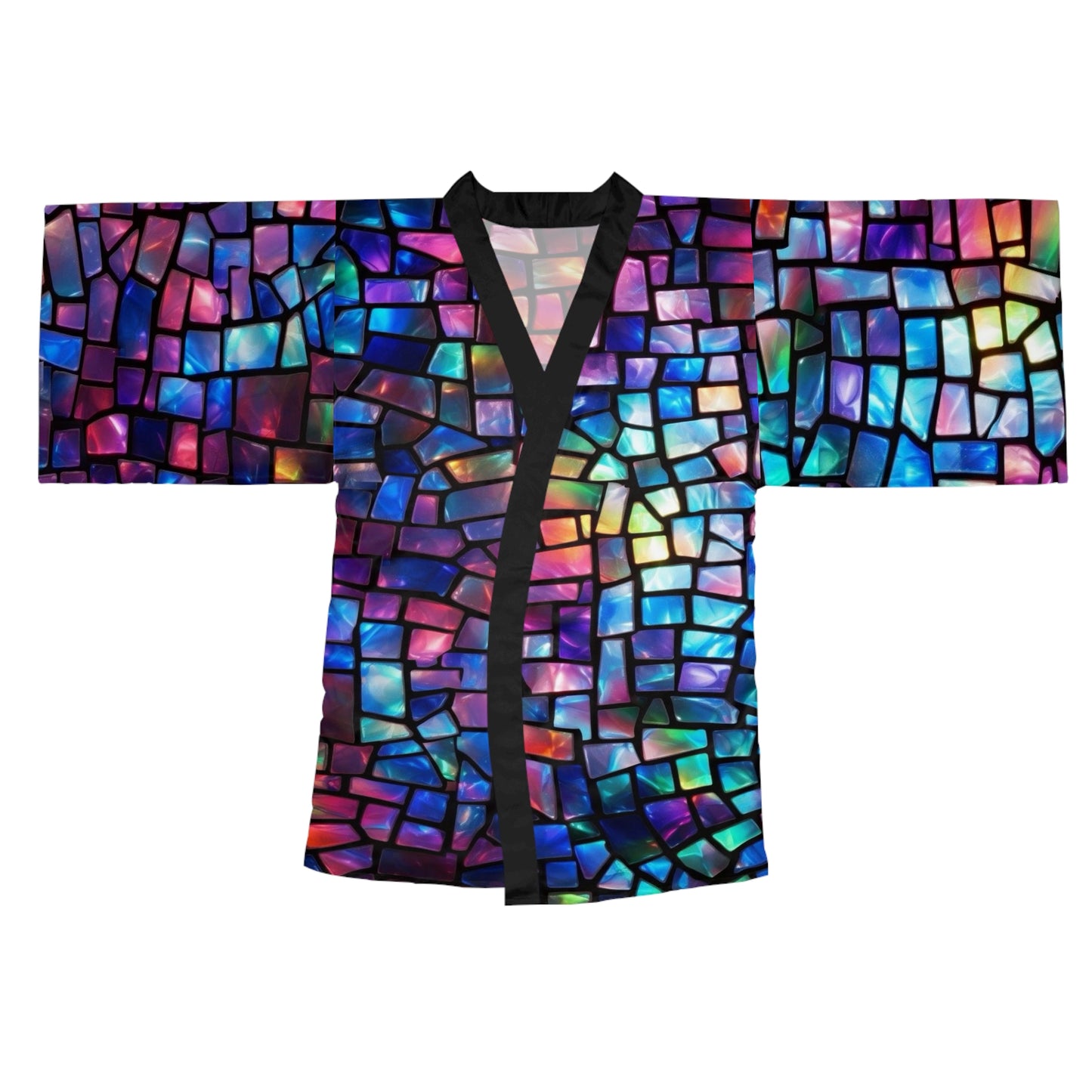 Jewel Tone Mosaik Long Sleeve Kimono Robe