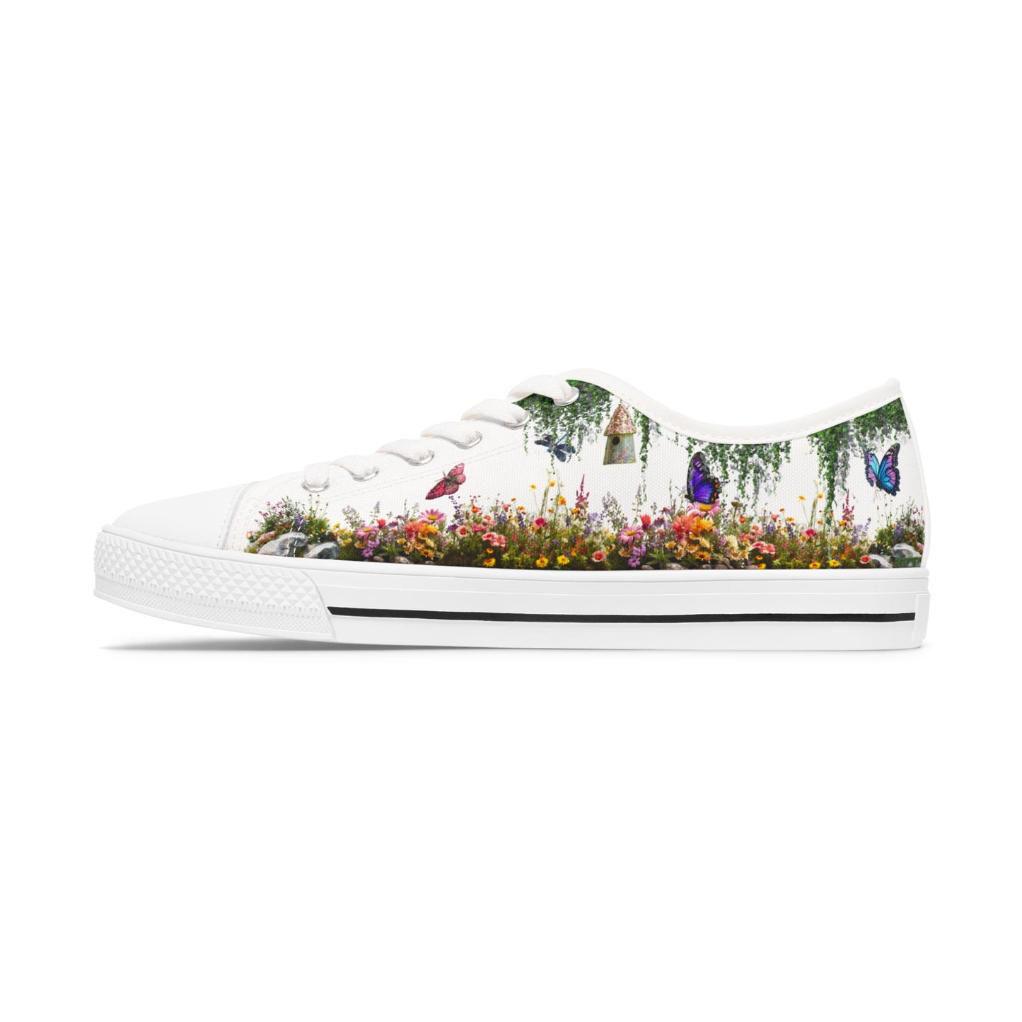 Butterfly Garden on Women's Low Top Sneakers - Spring Chic Casual Shoes