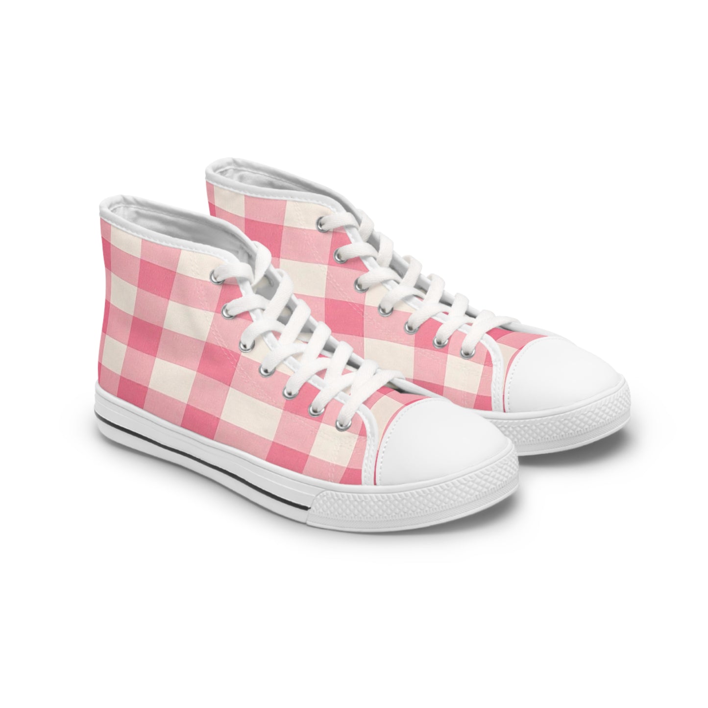 Pink Gingham Women's High Top Sneakers