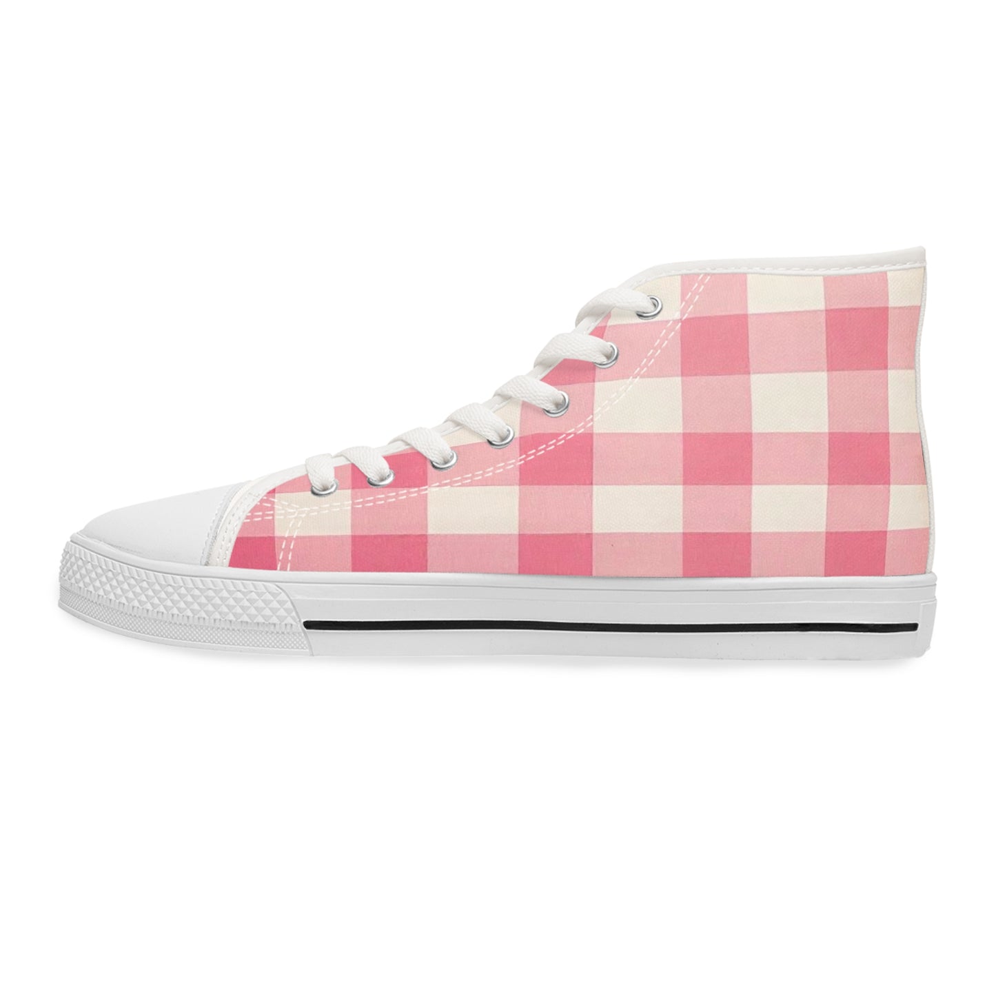 Pink Gingham Women's High Top Sneakers