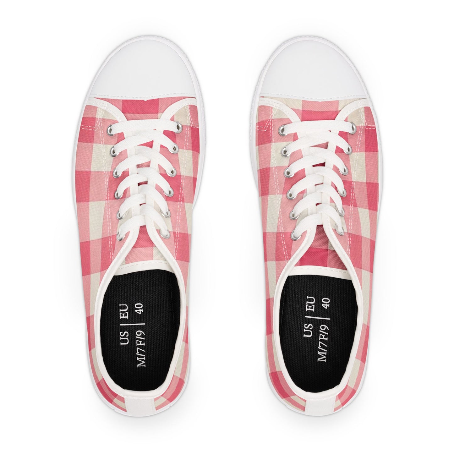 Pink Gingham Women's Low Top Sneakers