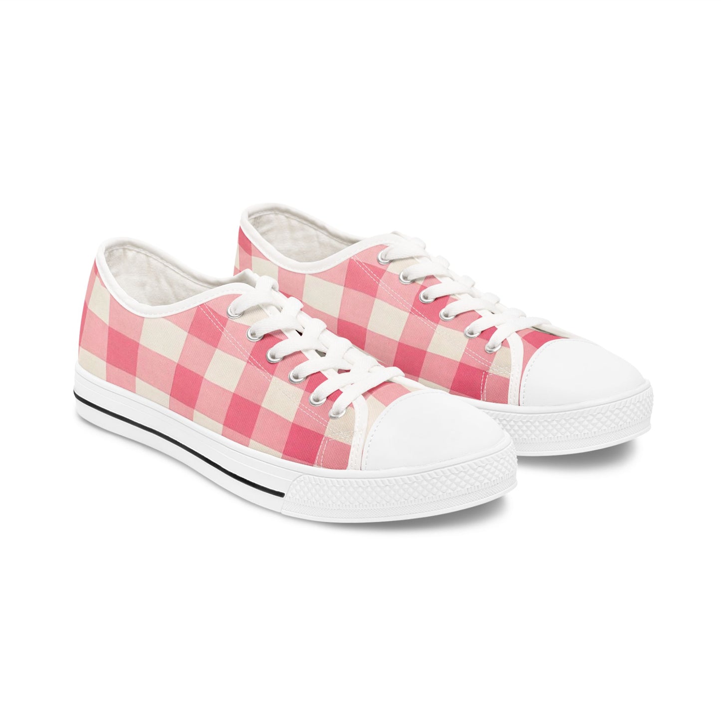 Pink Gingham Women's Low Top Sneakers