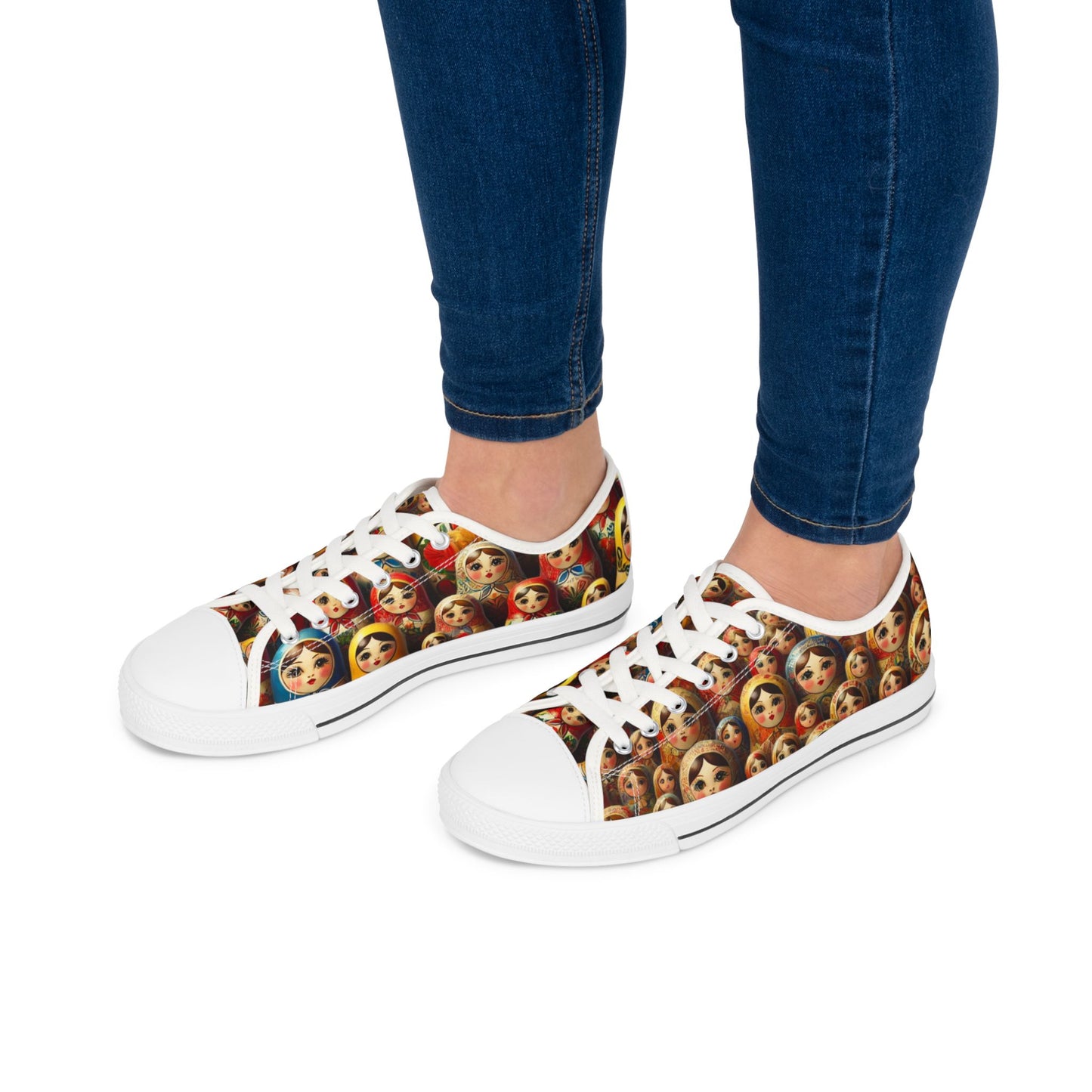 Russian Dolls Colorful Matryoshka Women's Low Top Sneakers - Fun & Unique Footwear