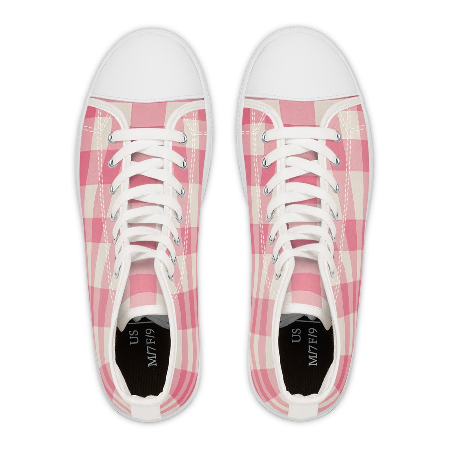 Pink Gingham Women's High Top Sneakers