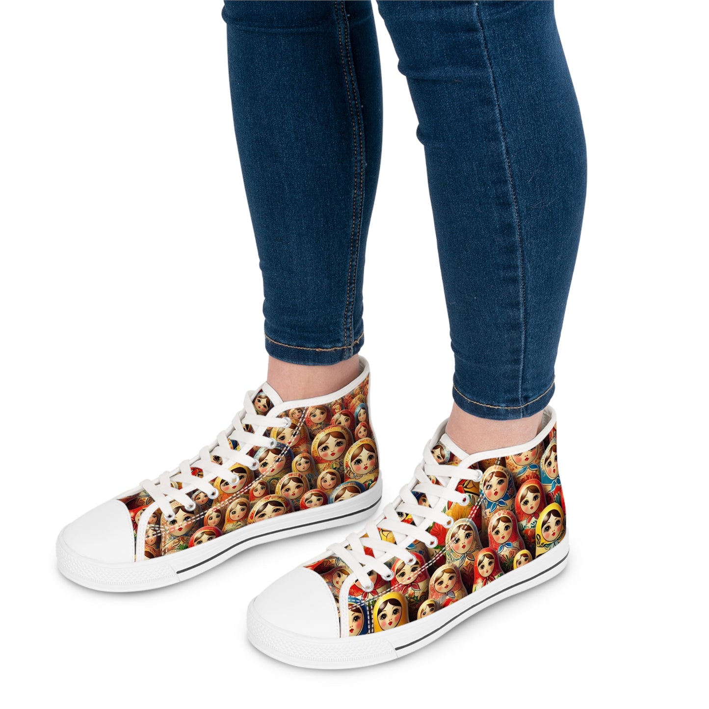 Russian Doll Colorful Matryoshka High Top Sneakers for Women