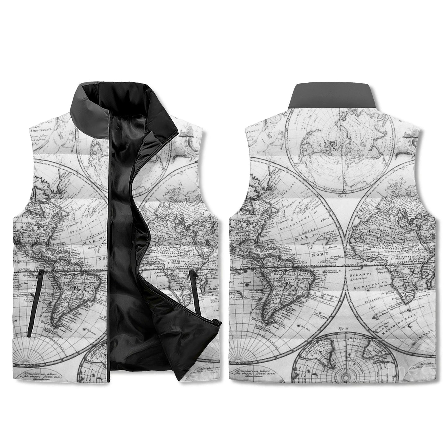 B&W Globe Guide Unisex Lightweight Stand Collar Zip Up Puffer Vest