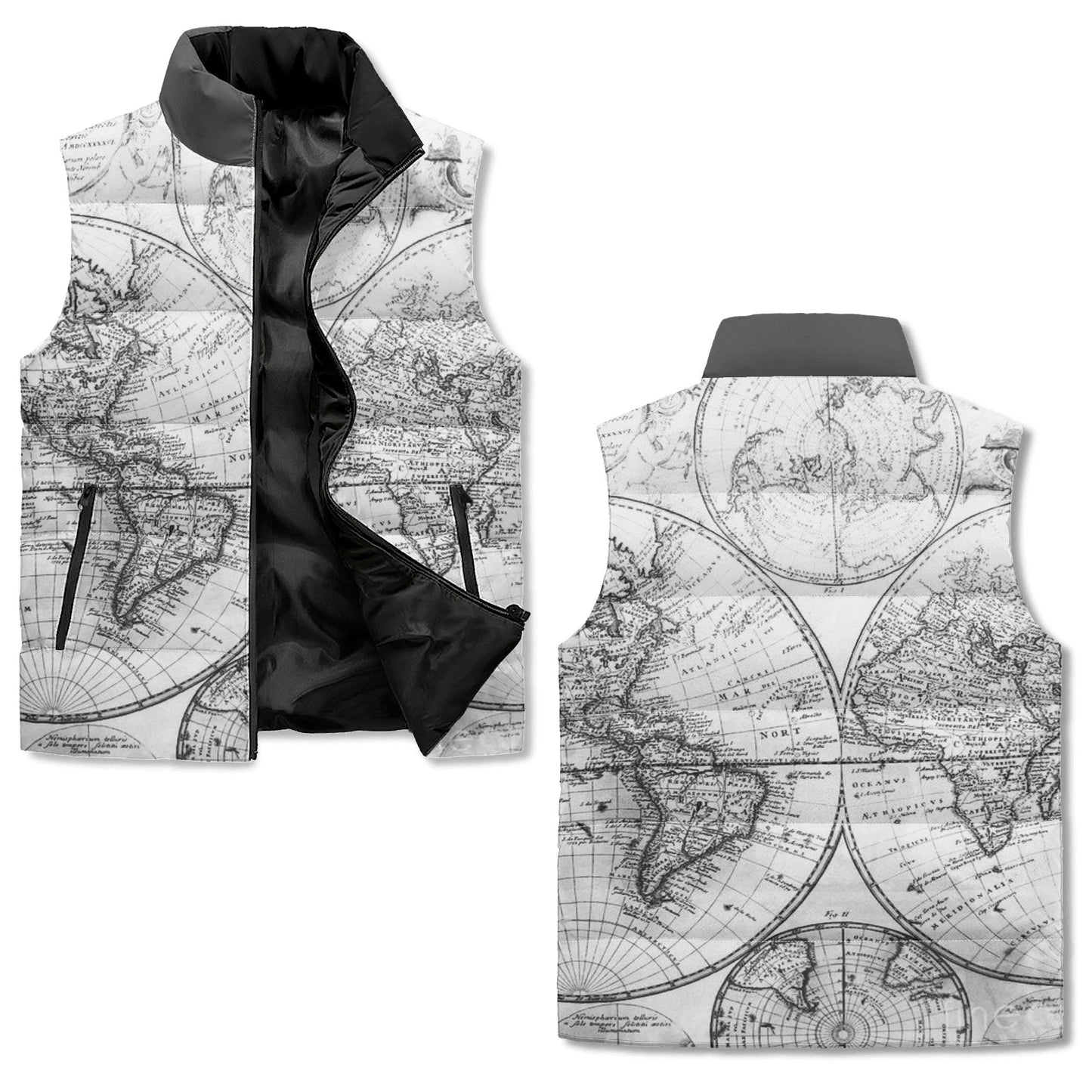 B&W Globe Guide Unisex Lightweight Stand Collar Zip Up Puffer Vest