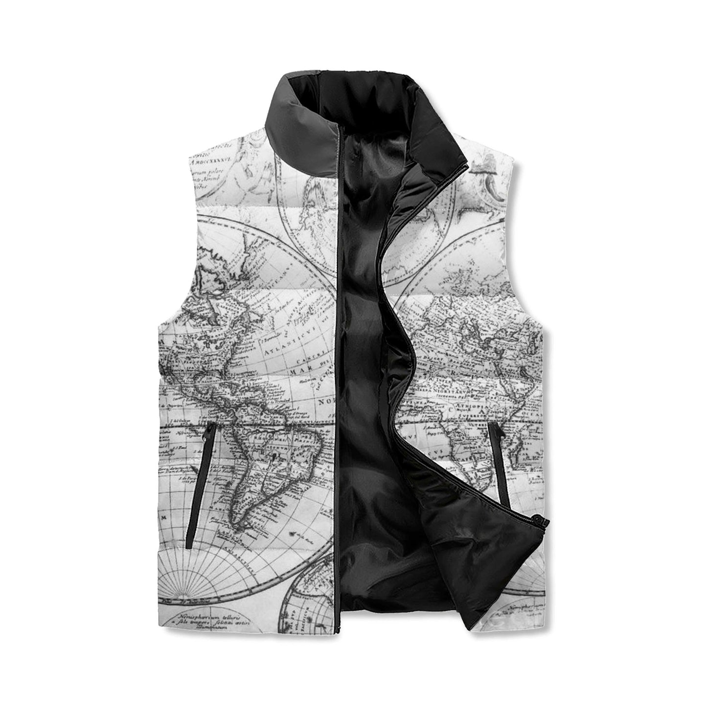 B&W Globe Guide Unisex Lightweight Stand Collar Zip Up Puffer Vest