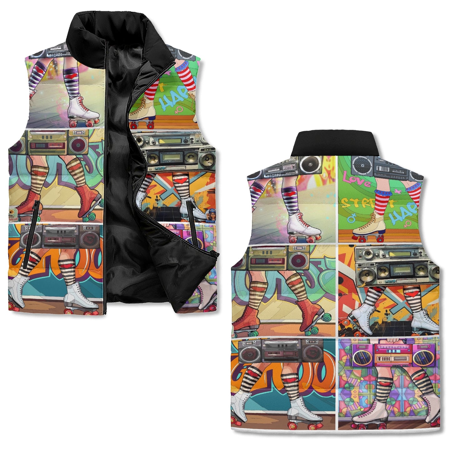 Bump & Roll Unisex Lightweight Stand Collar Zip Up Puffer Vest