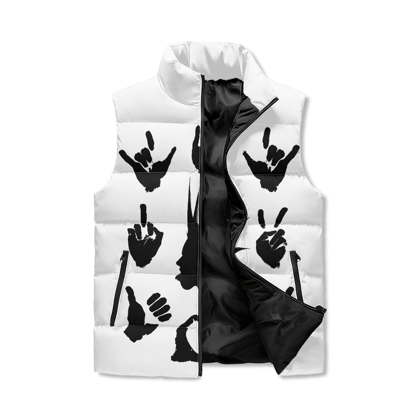 B&W Unapologetic Rebellion Unisex Lightweight Stand Collar Zip Up Puffer Vest