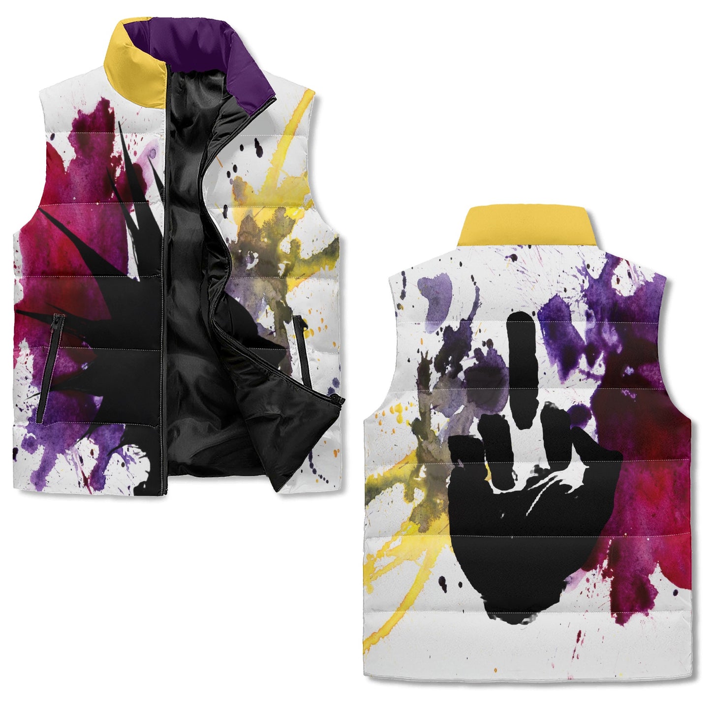 Unapologetic Rebellion Unisex Lightweight Stand Collar Zip Up Puffer Vest