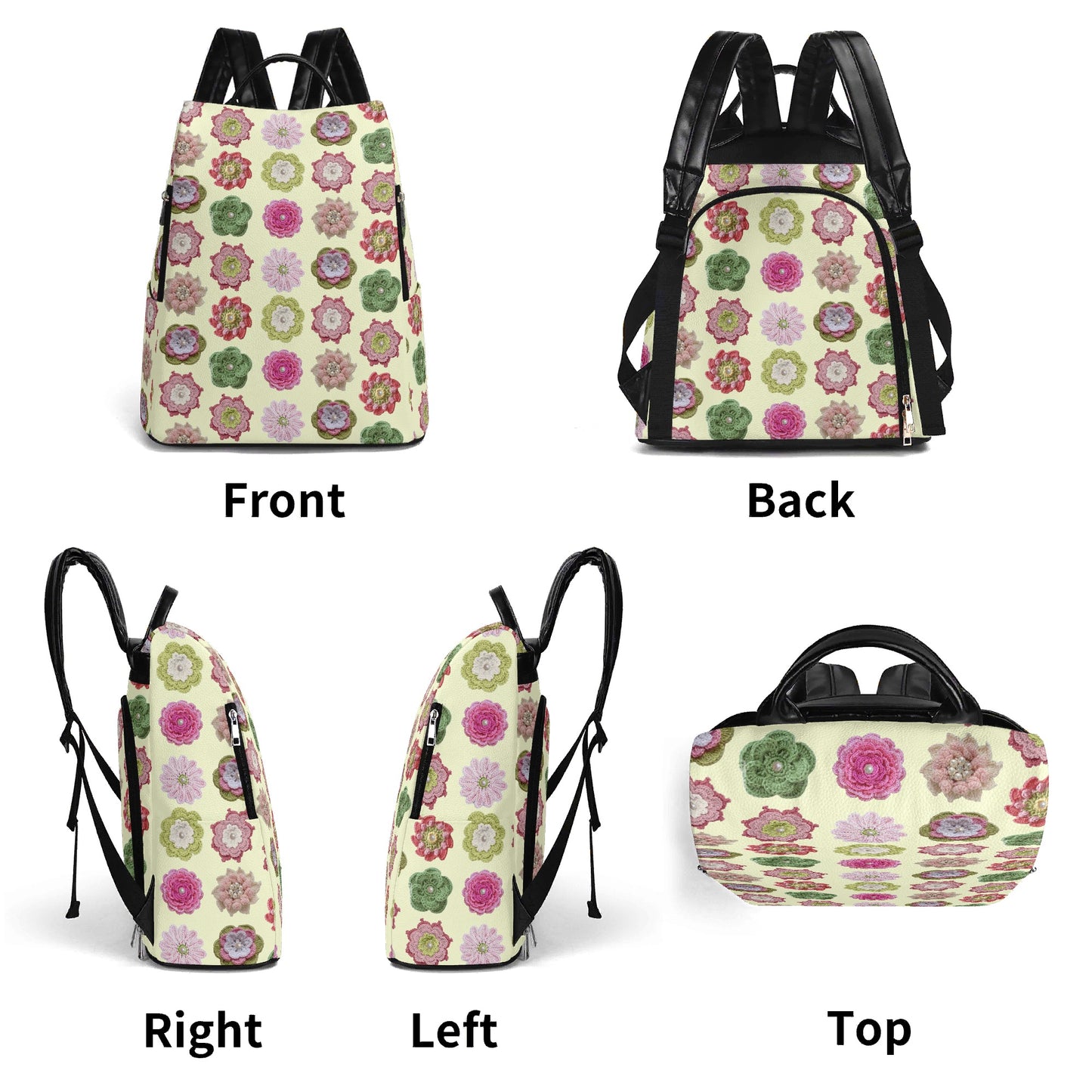 Crochet Bouquet Travel Daypack Anti-theft Backpack
