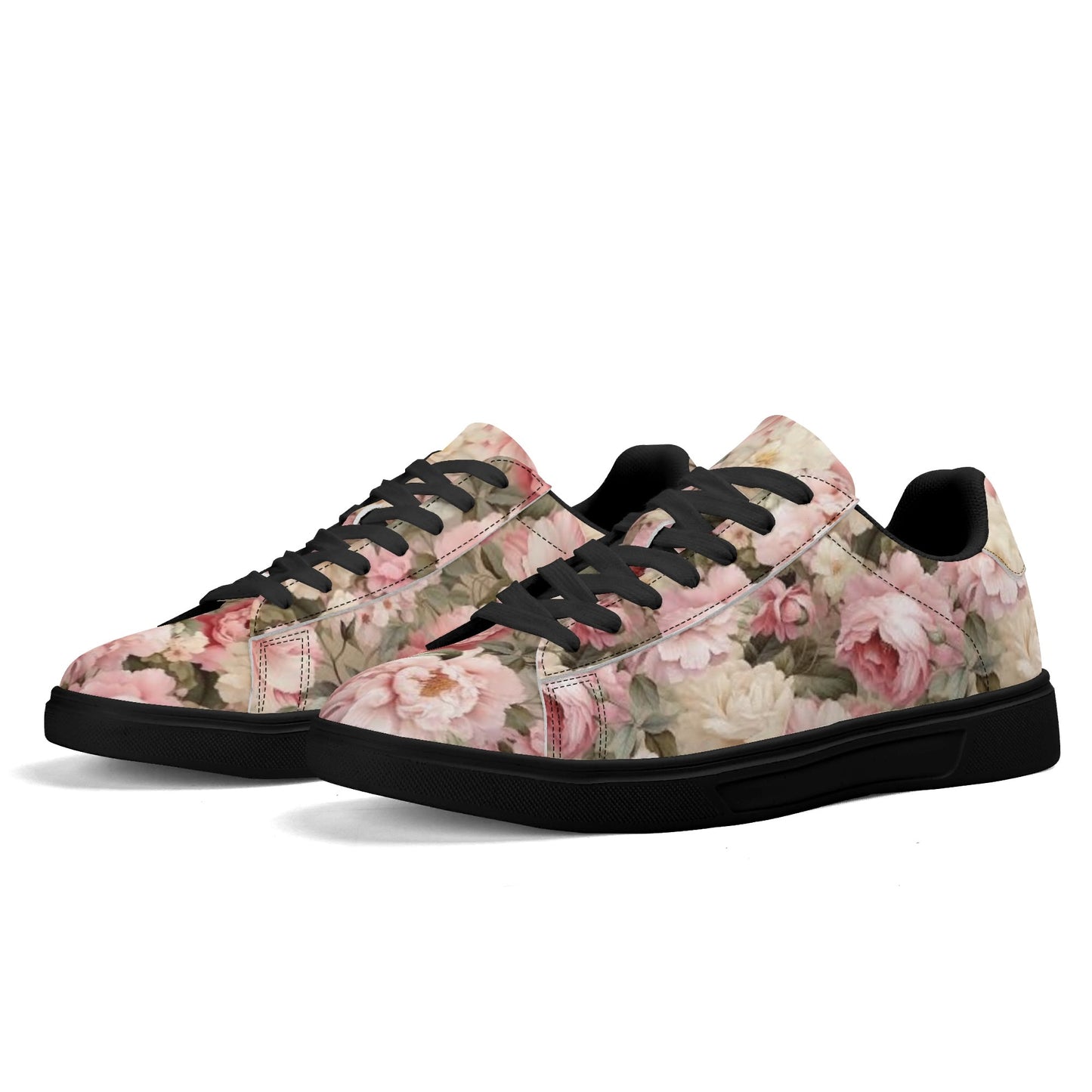 Peachy Petals Adult Lightweight Brand Low Top Leather Skateboard Shoes WIth Personalized Logo /Name