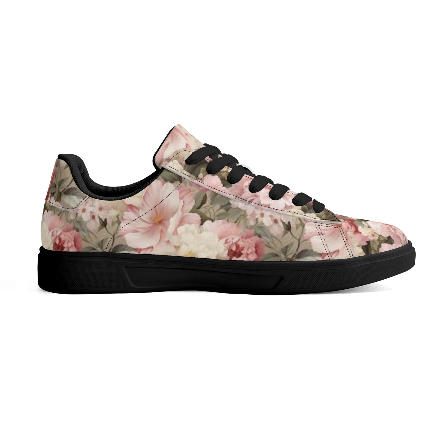 Peachy Petals Adult Lightweight Brand Low Top Leather Skateboard Shoes WIth Personalized Logo /Name