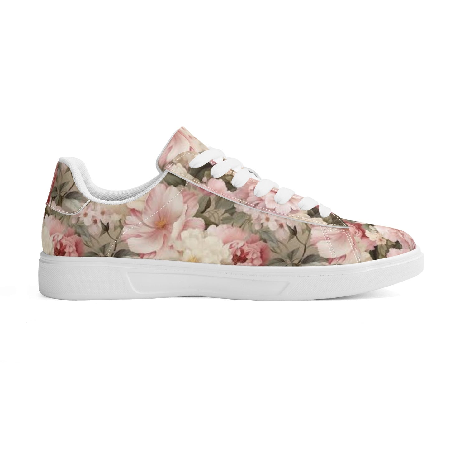 Peachy Petals Adult Lightweight Brand Low Top Leather Skateboard Shoes WIth Personalized Logo /Name