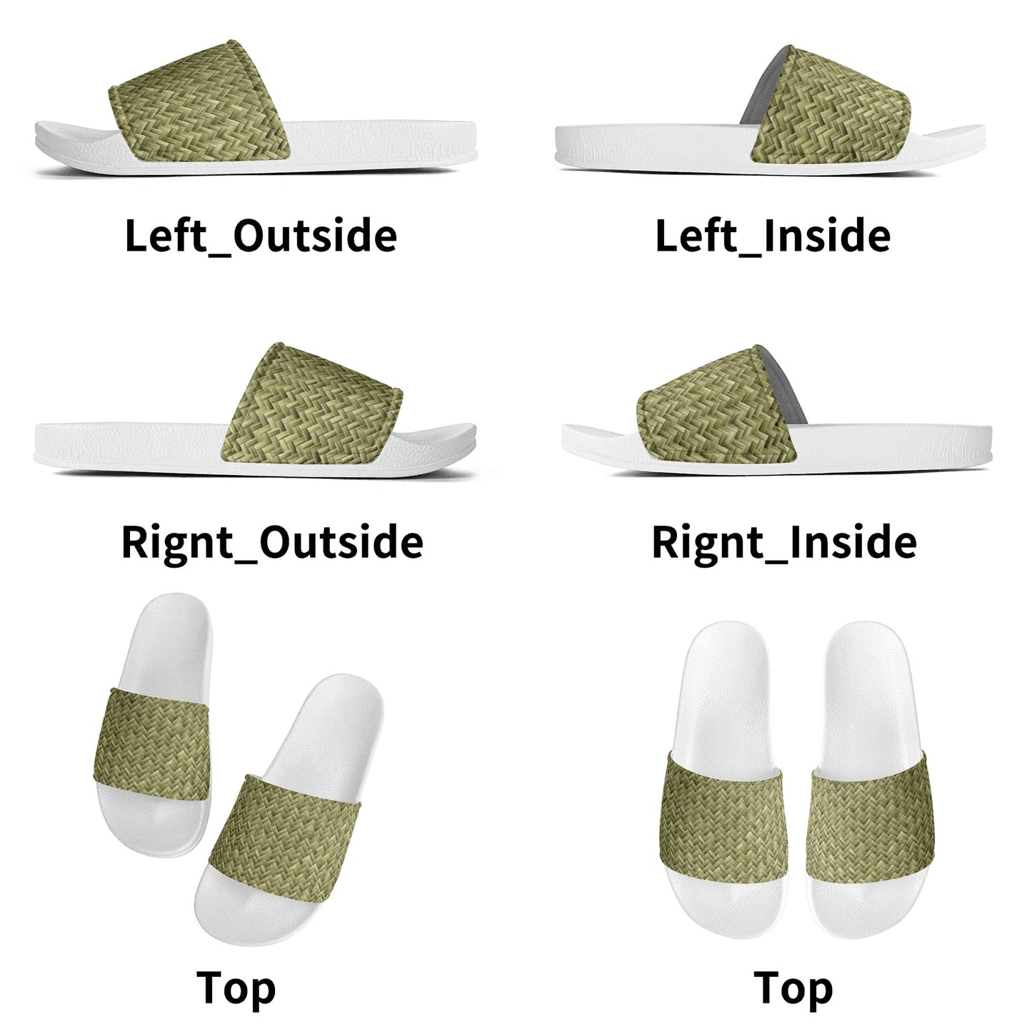 Banana Leaf Weave Womens PVC Black and White House Slides Sandals Bathroom Slippers