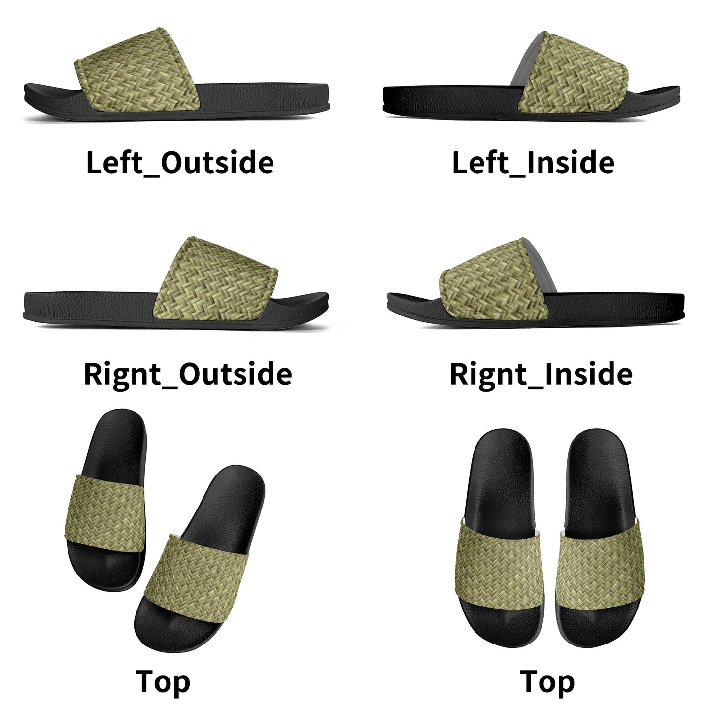 Banana Leaf Weave Womens PVC Black and White House Slides Sandals Bathroom Slippers
