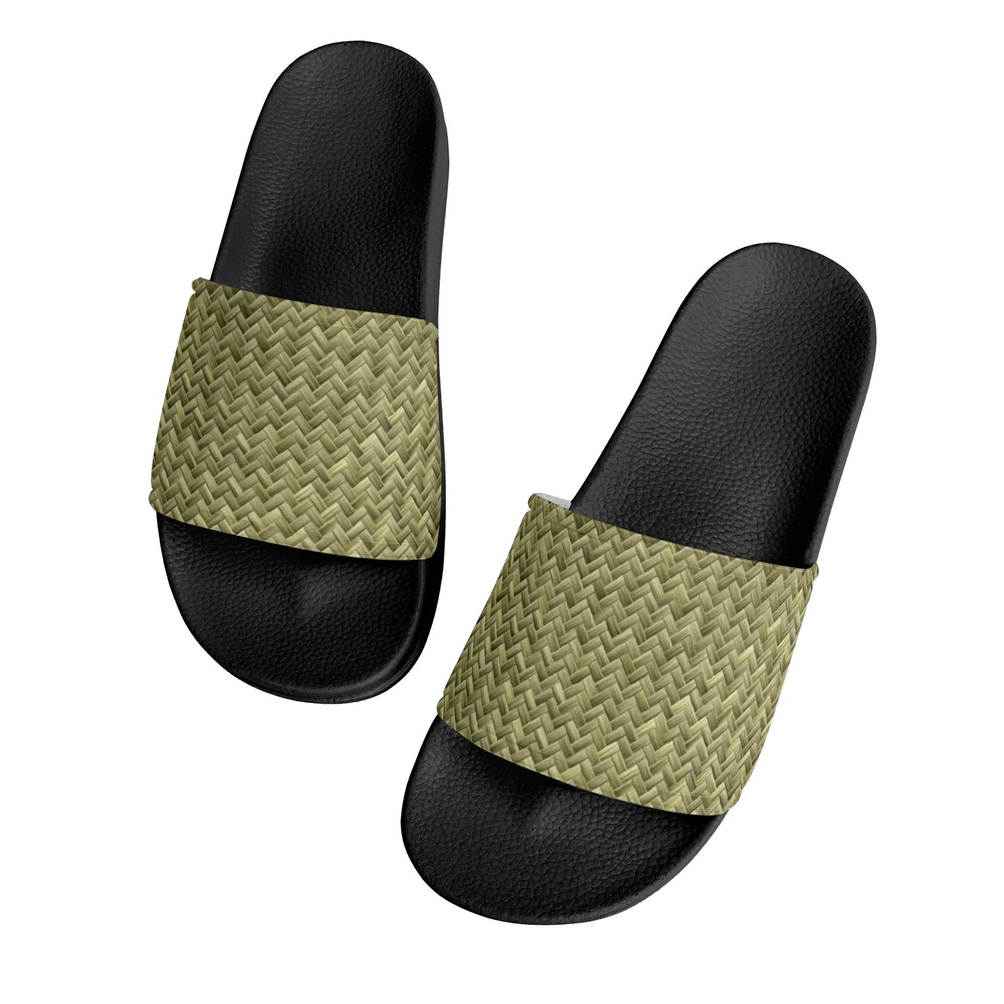 Banana Leaf Weave Womens PVC Black and White House Slides Sandals Bathroom Slippers