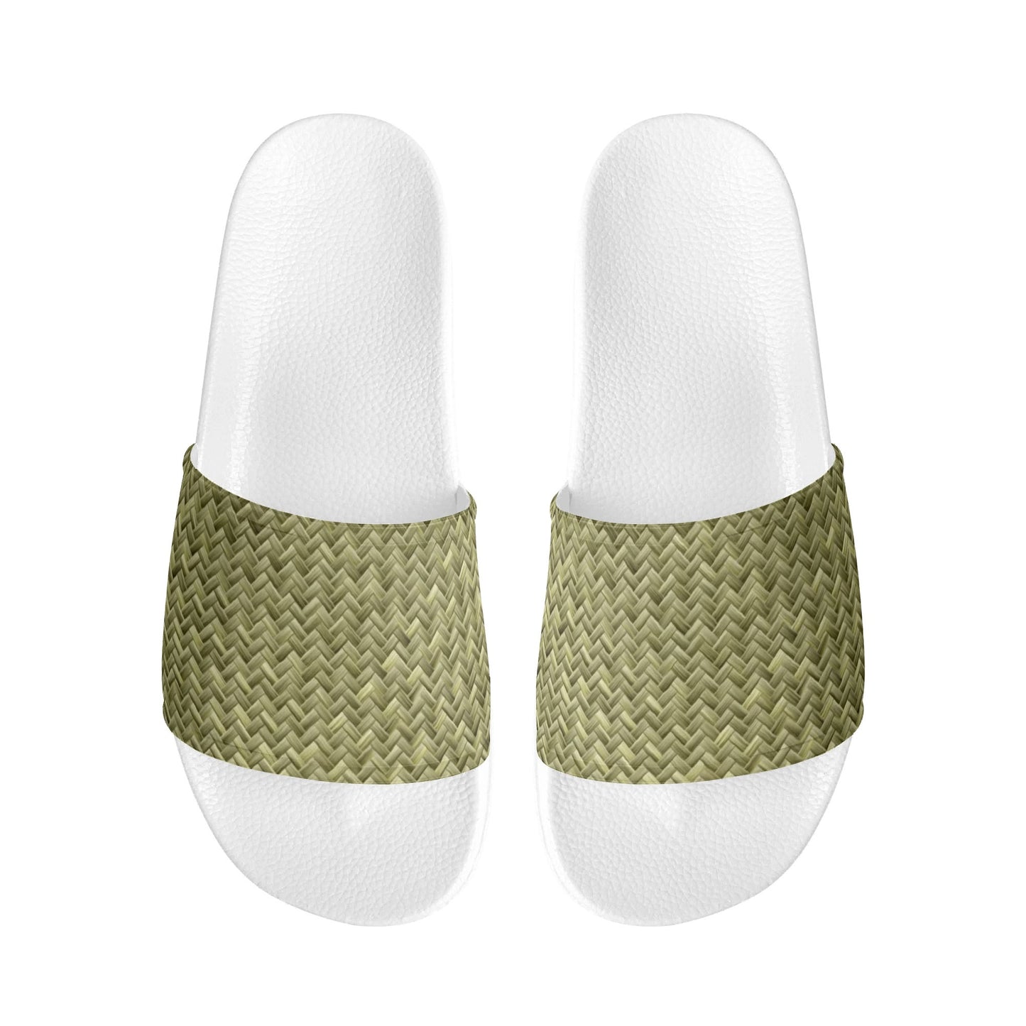 Banana Leaf Weave Womens PVC Black and White House Slides Sandals Bathroom Slippers