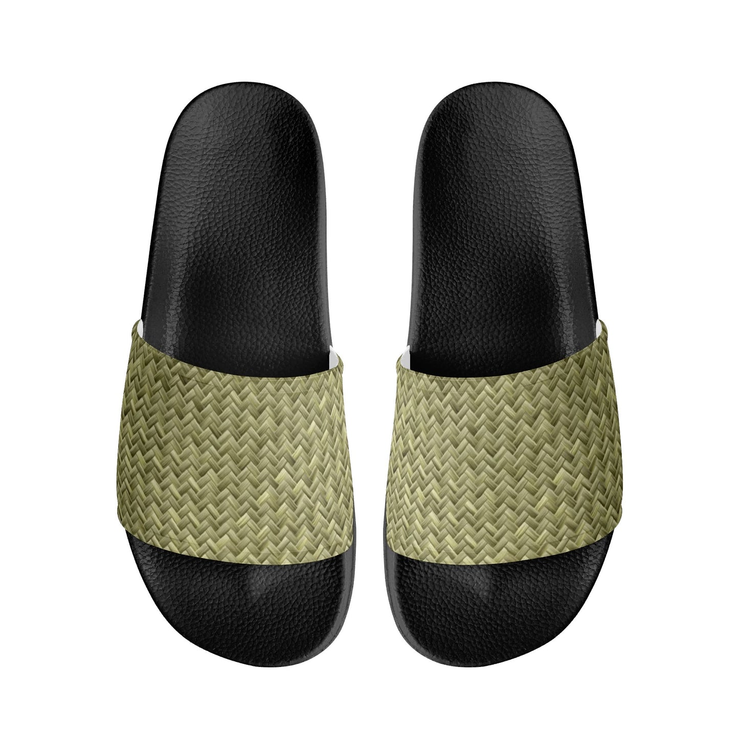 Banana Leaf Weave Womens PVC Black and White House Slides Sandals Bathroom Slippers