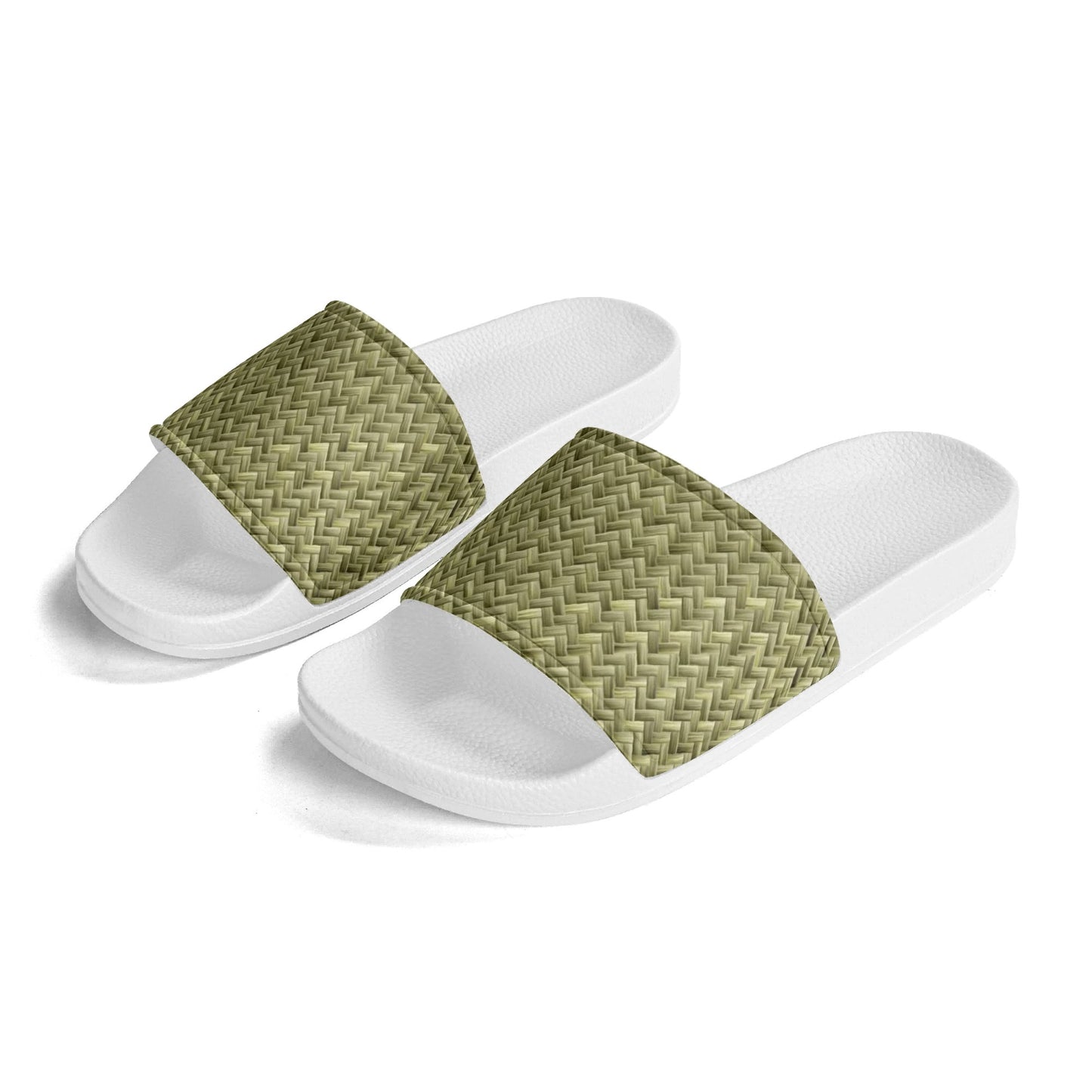 Banana Leaf Weave Womens PVC Black and White House Slides Sandals Bathroom Slippers
