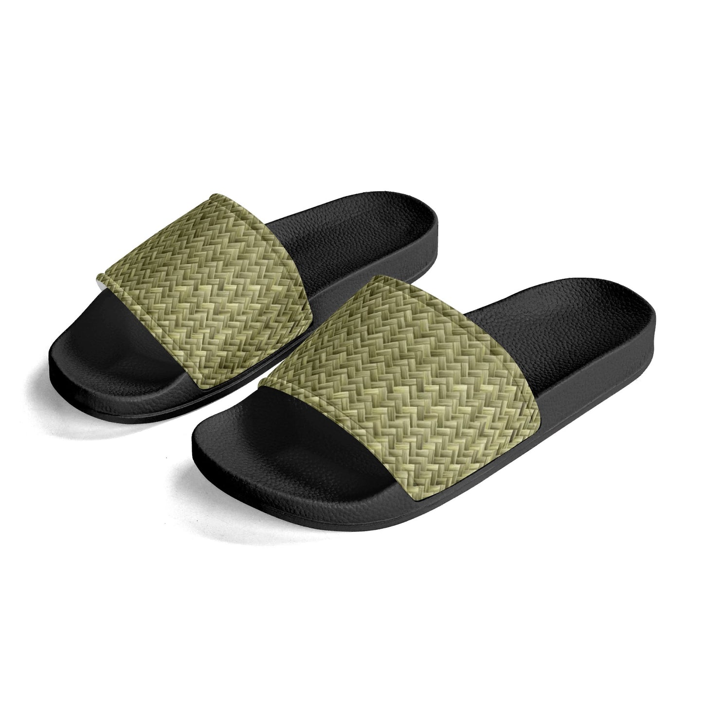Banana Leaf Weave Womens PVC Black and White House Slides Sandals Bathroom Slippers