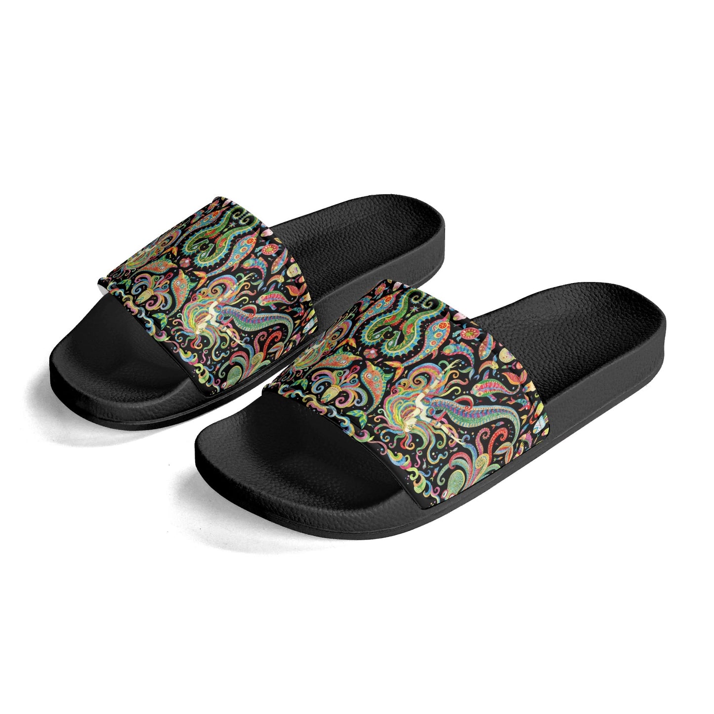 Under the Sea (Rainbow) Womens Colorful PVC Outsoles for House Slides Sandals Bathroom Slippers