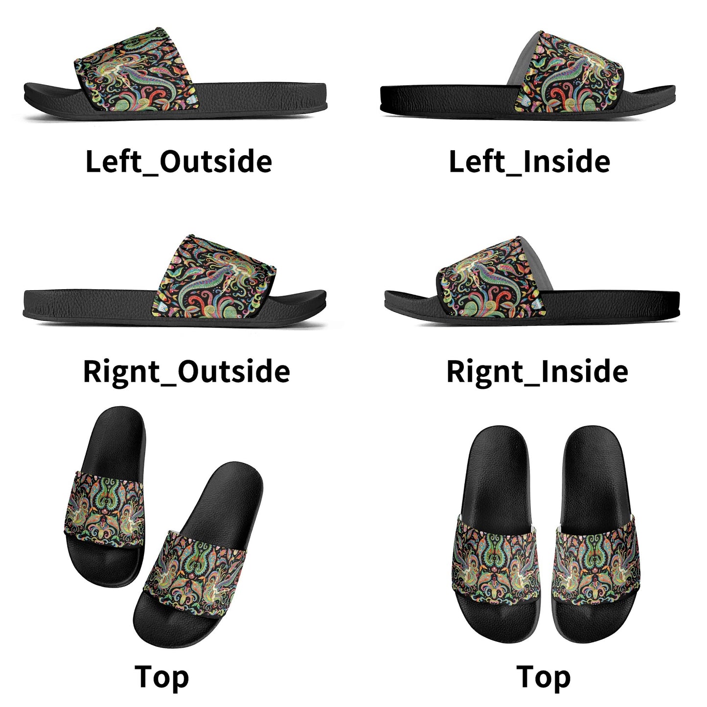 Under the Sea (Rainbow) Womens Colorful PVC Outsoles for House Slides Sandals Bathroom Slippers