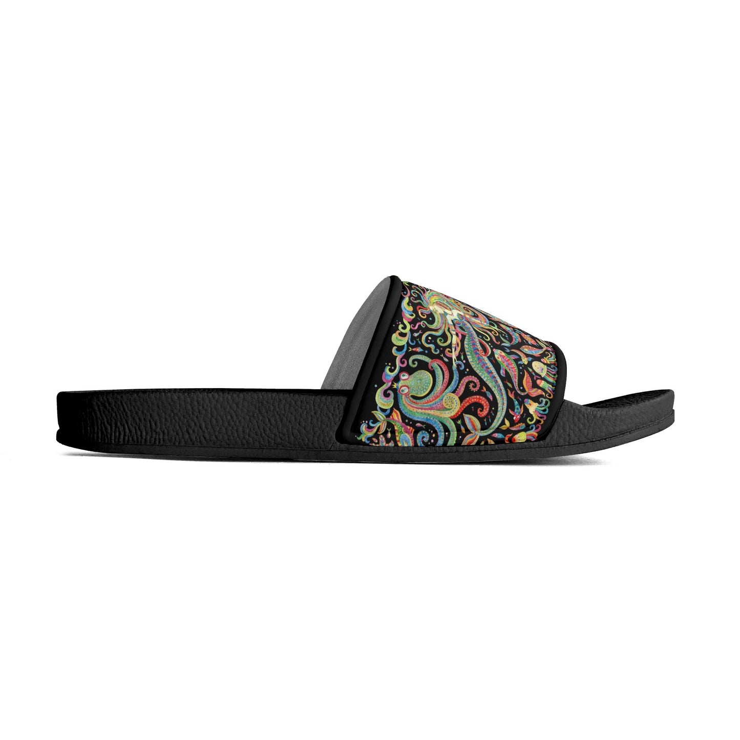 Under the Sea (Colorful) Womens PVC Black and White House Slides Sandals Bathroom Slippers