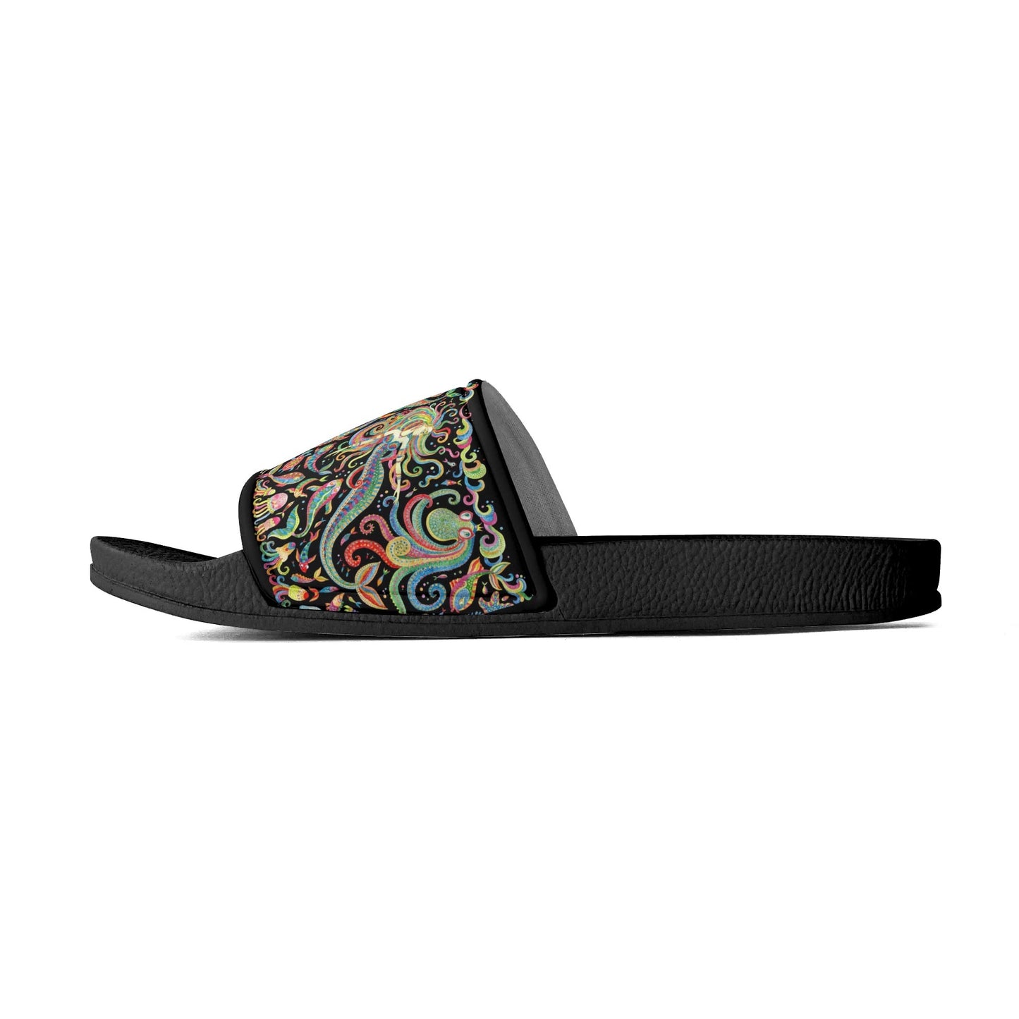 Under the Sea (Colorful) Womens PVC Black and White House Slides Sandals Bathroom Slippers