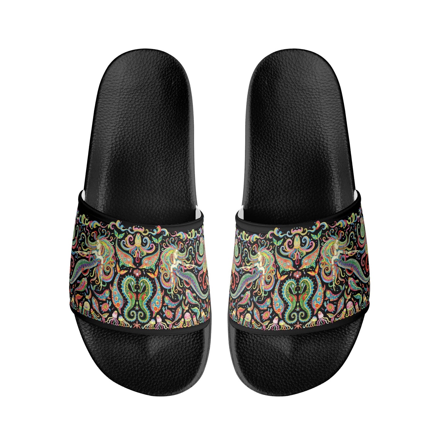 Under the Sea (Colorful) Womens PVC Black and White House Slides Sandals Bathroom Slippers