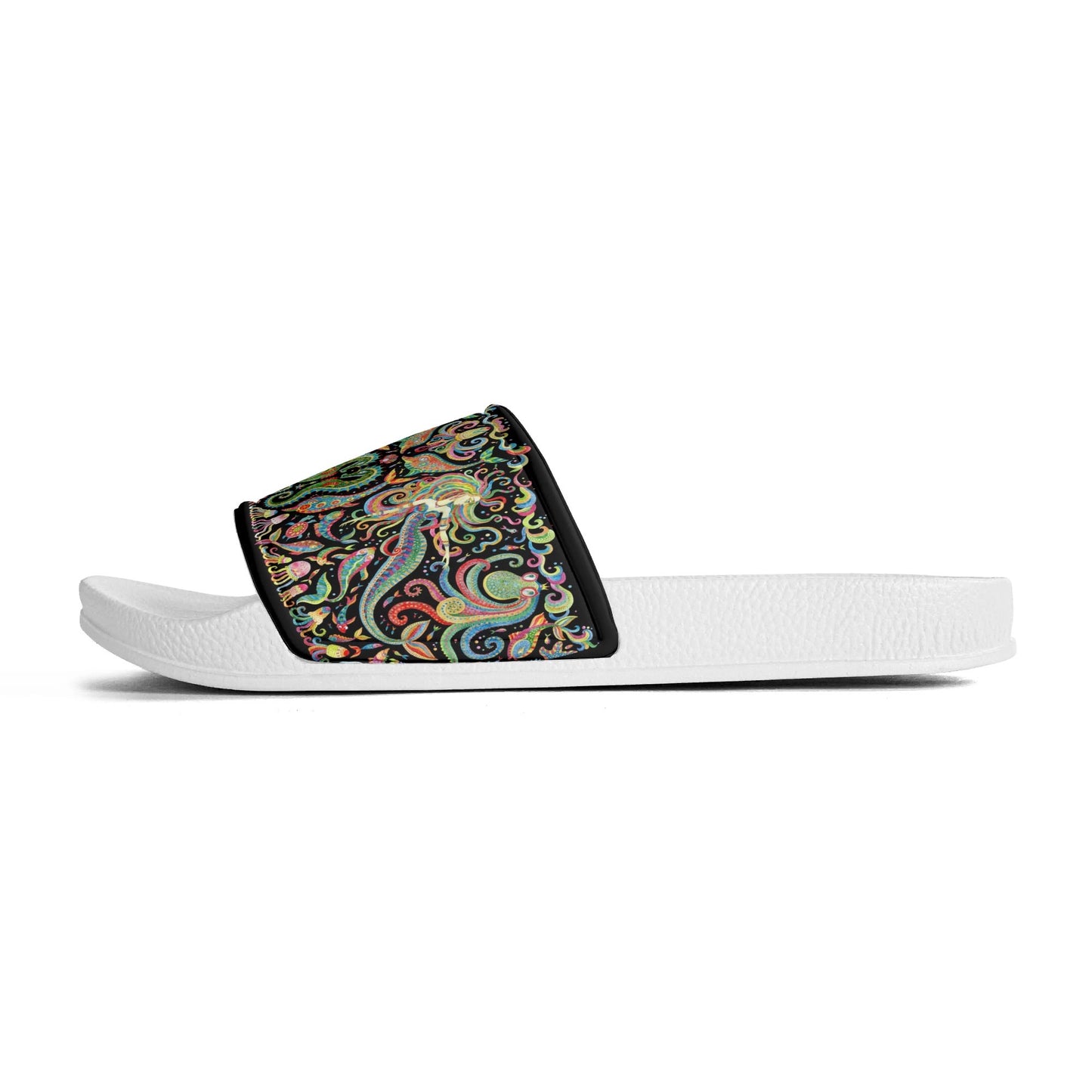 Under the Sea (Colorful) Womens PVC Black and White House Slides Sandals Bathroom Slippers