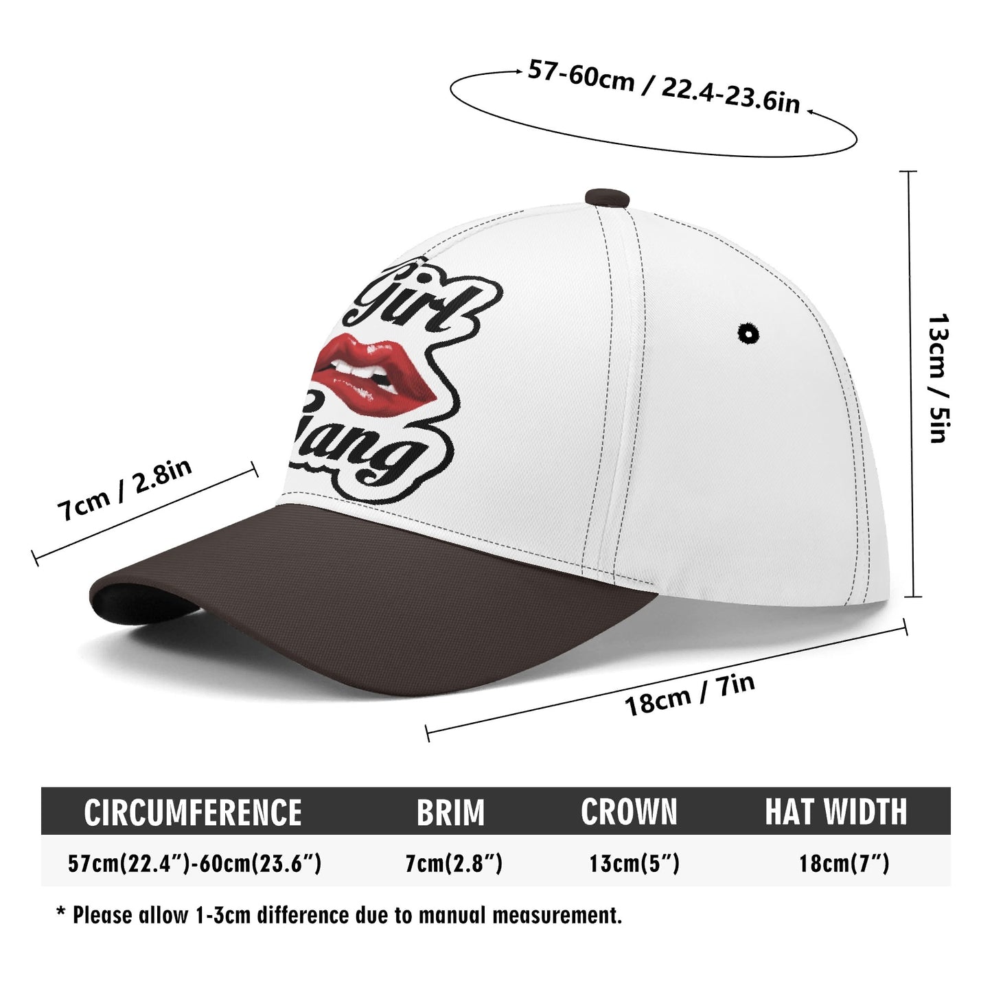 “Girl Gang” (black & white) Baseball Cap