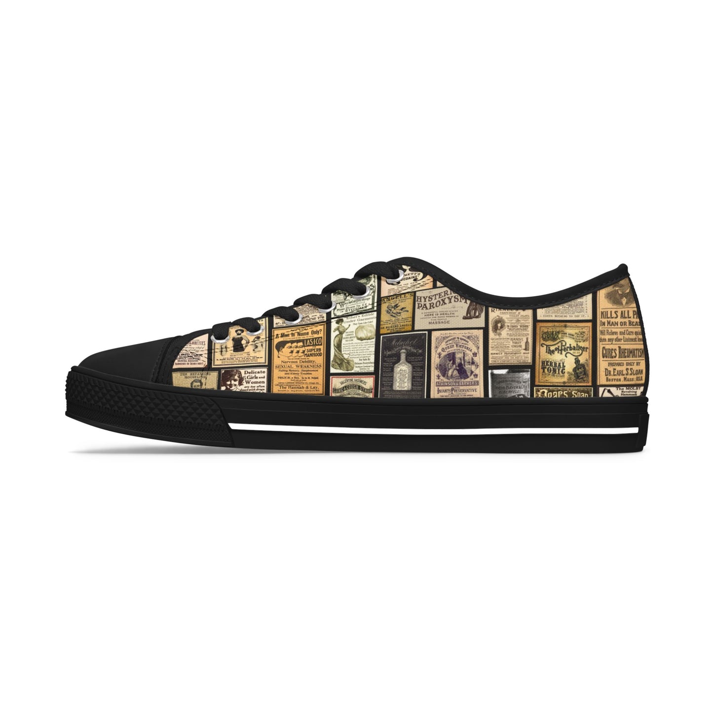 Old Time Remedies Vintage-Inspired Women's Low Top Sneakers with Artistic Print