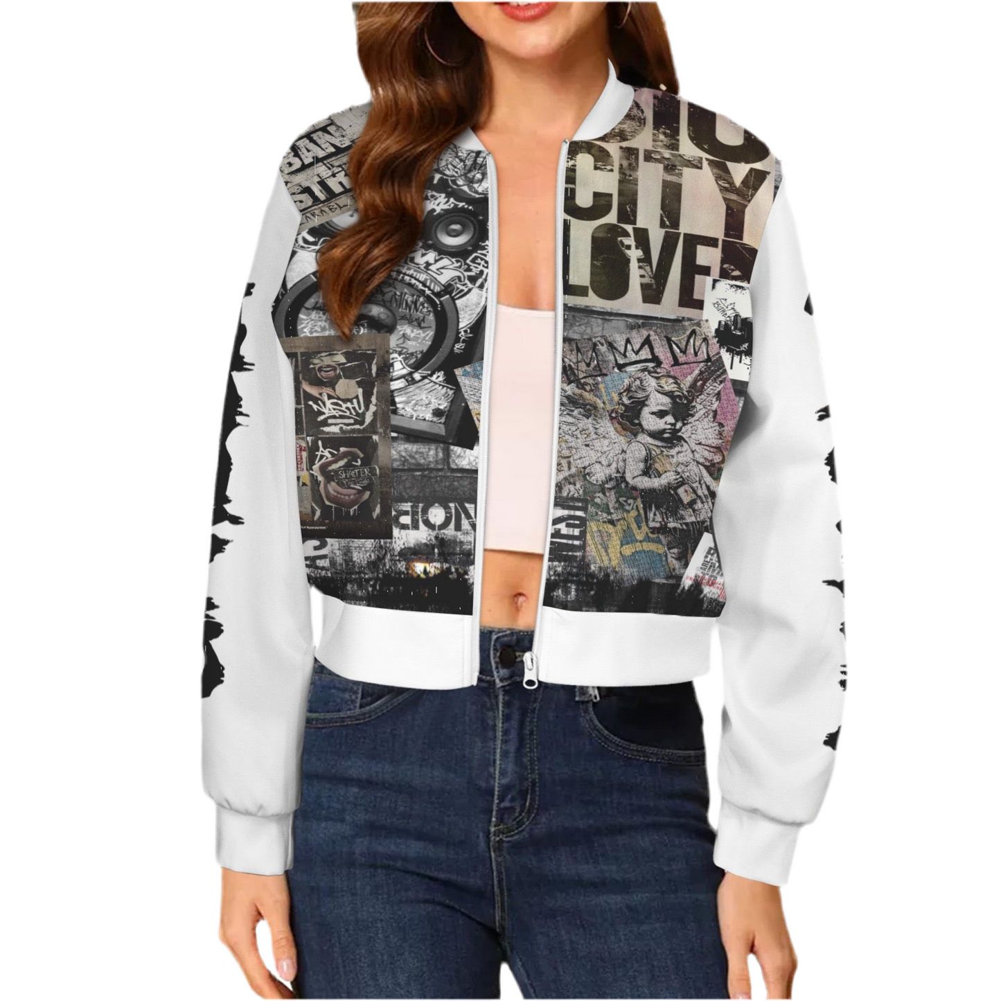 Unique Fashion (short waisted) Casual Long Sleeve Zip-Up Bomber Jacket