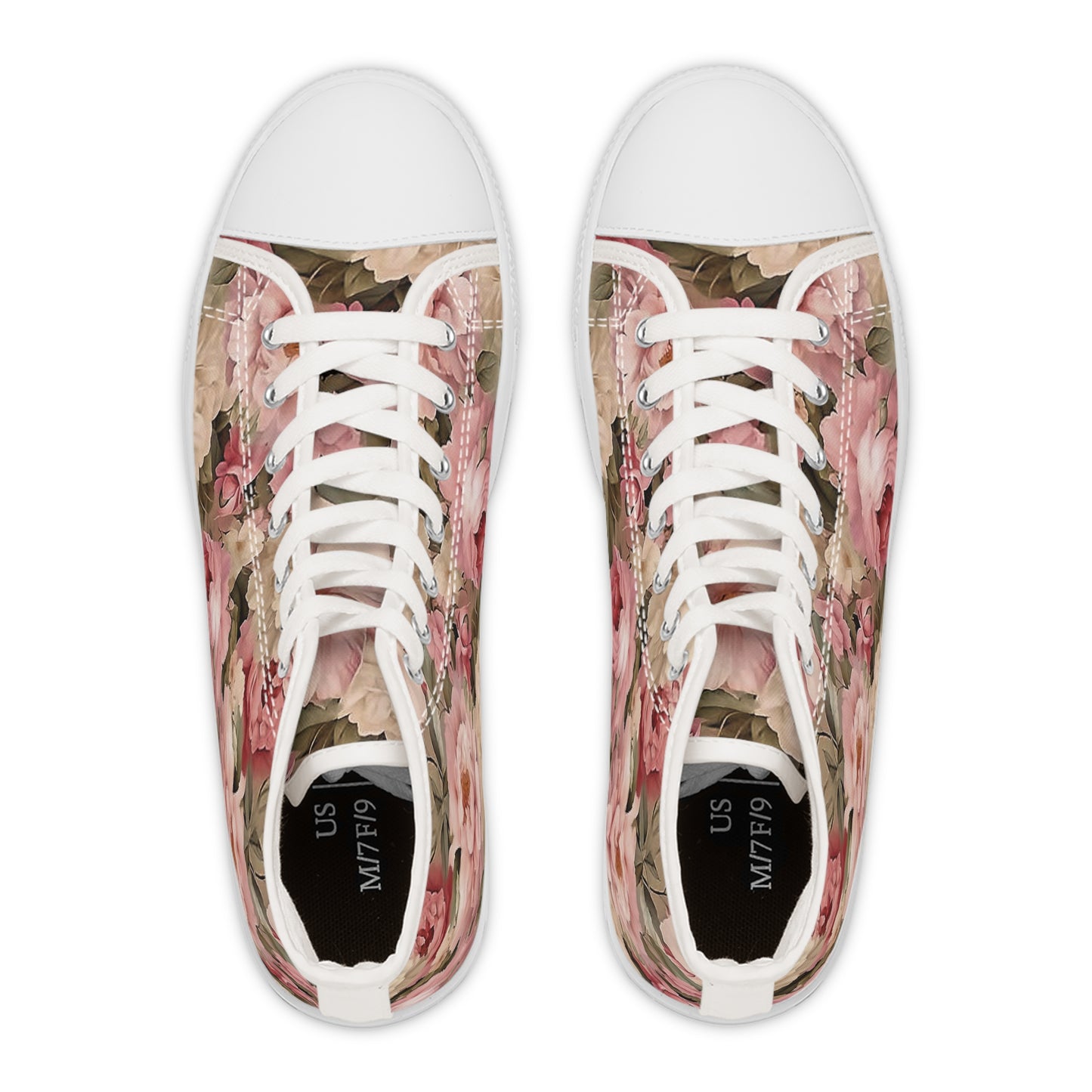 Peachy Pedals High Top Sneakers - Stylish Women's Floral Printed Sneakers for Spring & Summer