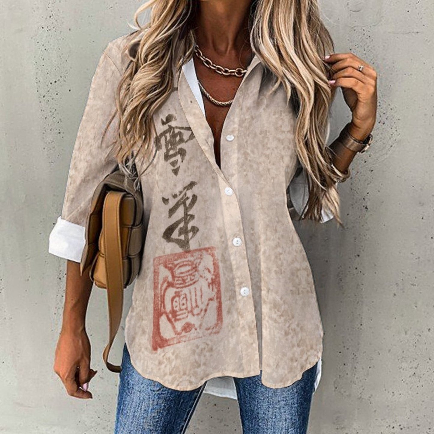 “Tiger Drinking from a Raging River”-Japanese Art circa 1640, ink on paper, Women's Irregular Shirt