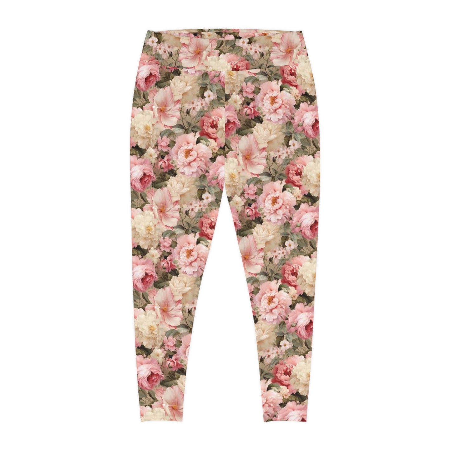 Peachy Pedals Floral Plus Size Leggings - Comfortable & Stylish Activewear for Everyday Wear