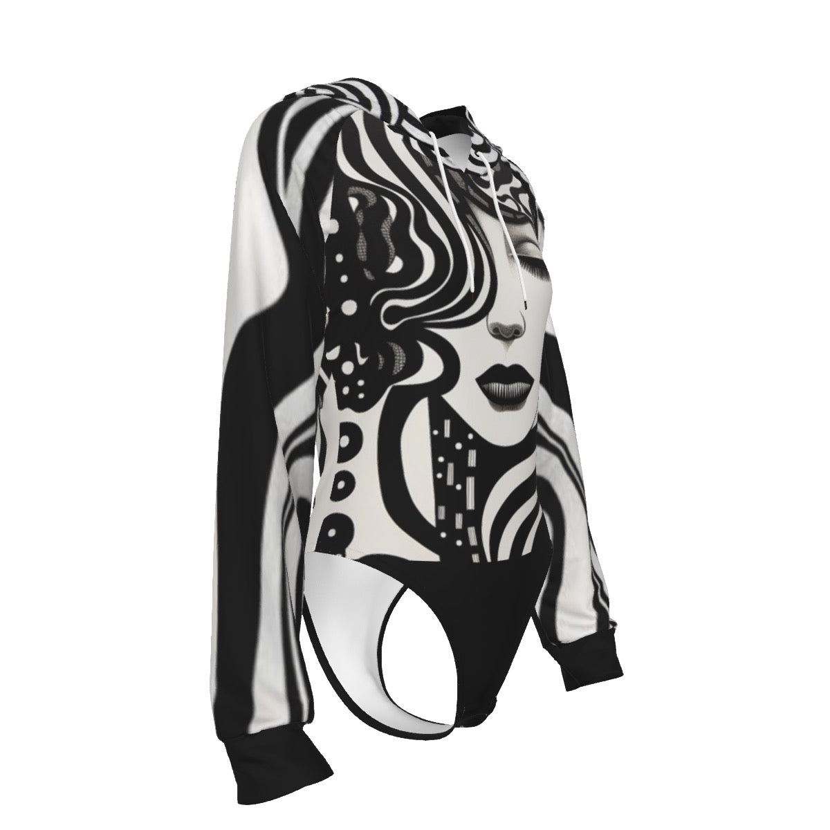 Temptress Tangles Raglan Sleeve Hooded Bodysuit