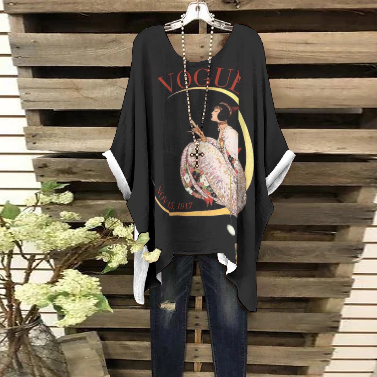 Vintage VOGUE Magazine Cover Nov. 15, 1917 Women's Bat Sleeve Shirt