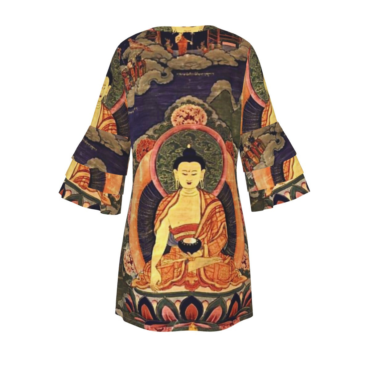 Tonpa Shenrab - Life Story 19th century (1800 - 1899), Women's Stacked Ruffle Sleeve Dress