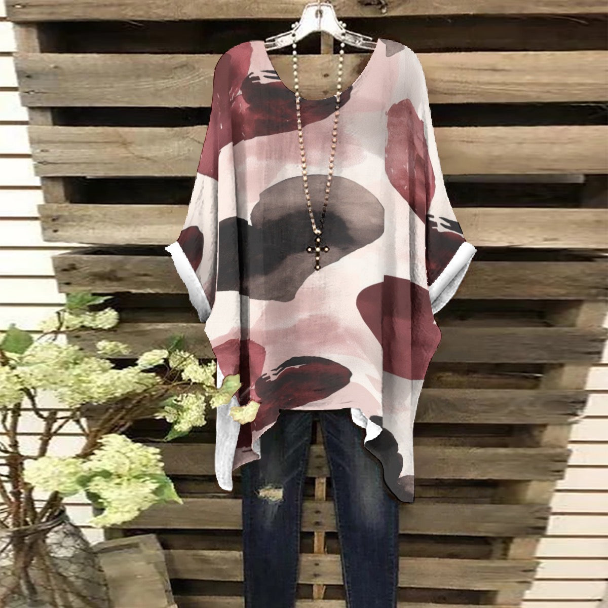 Watercolor Hearts Women's Bat Sleeve Shirt