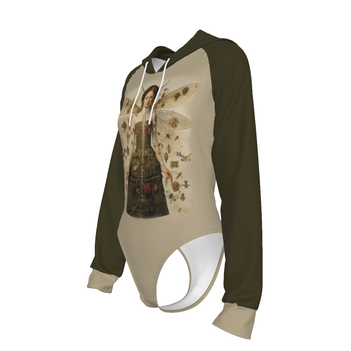 Fall Fairy Women's Raglan Sleeve Hooded Bodysuit