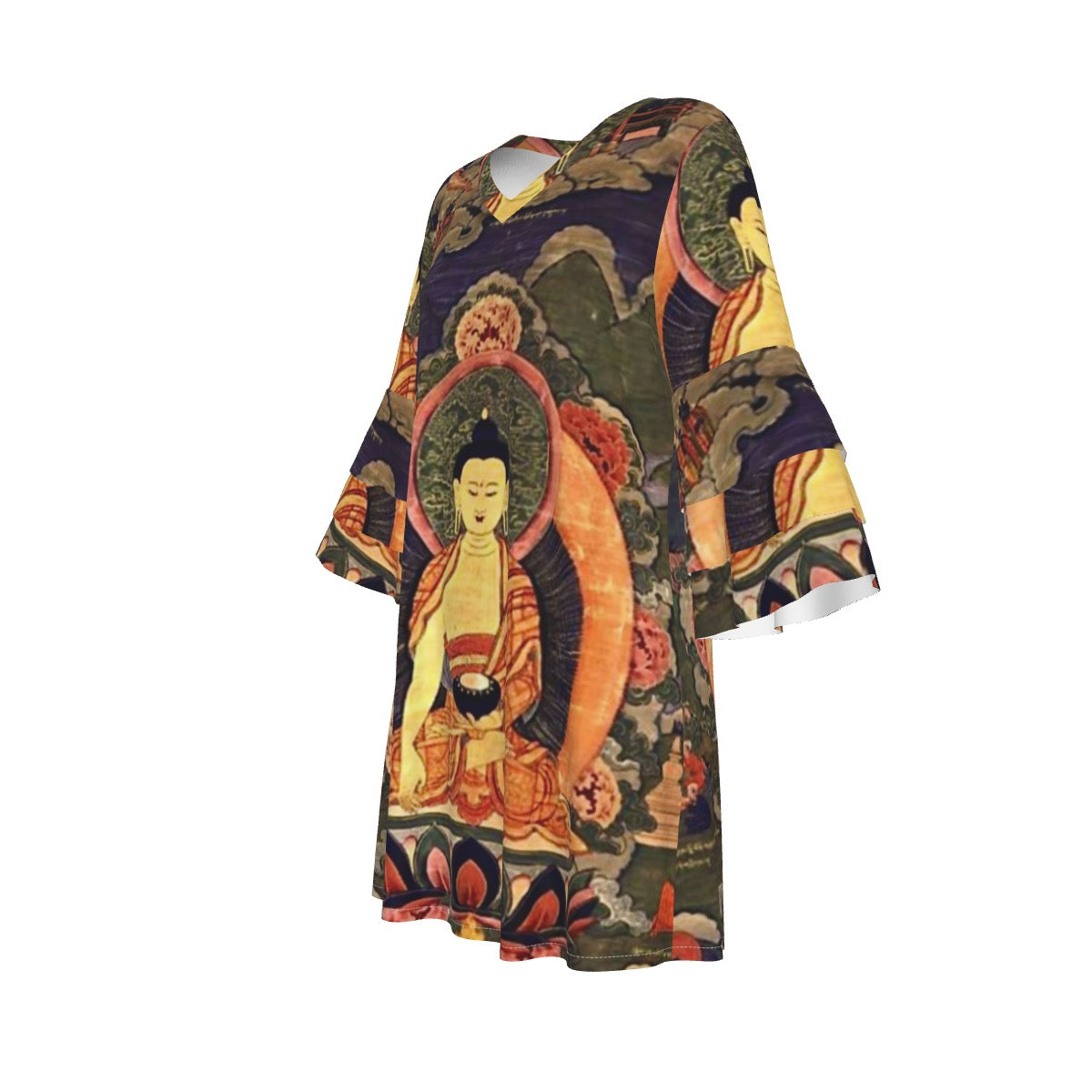 Tonpa Shenrab - Life Story 19th century (1800 - 1899), Women's Stacked Ruffle Sleeve Dress