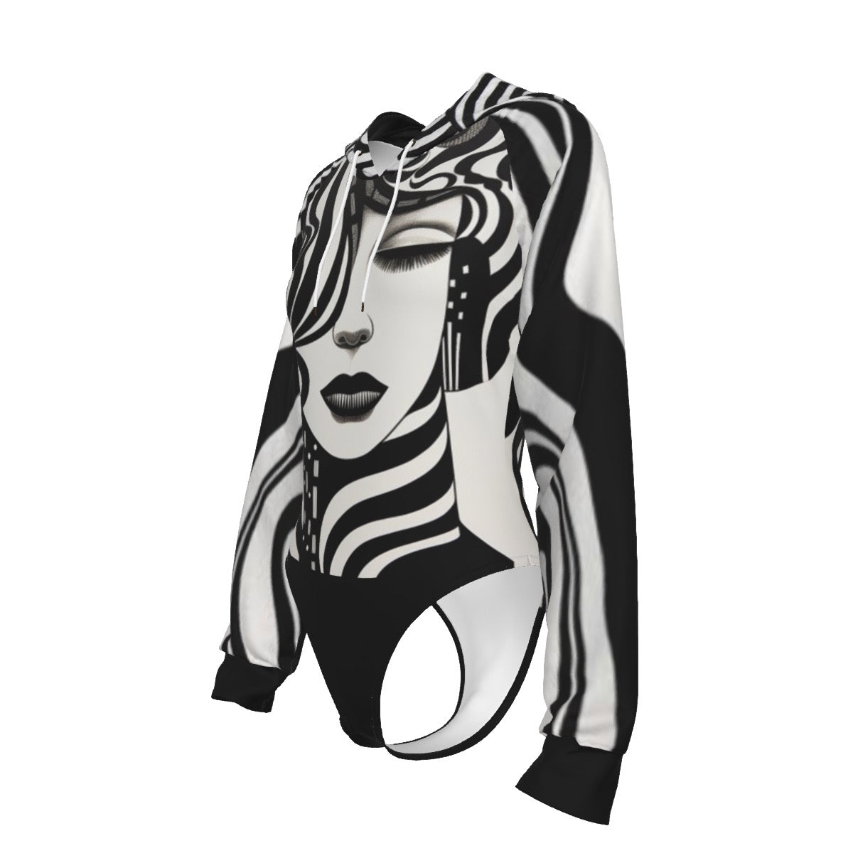Temptress Tangles Raglan Sleeve Hooded Bodysuit