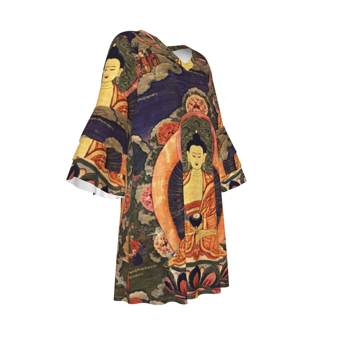 Tonpa Shenrab - Life Story 19th century (1800 - 1899), Women's Stacked Ruffle Sleeve Dress